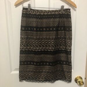 Black and Tan lace pencil skirt